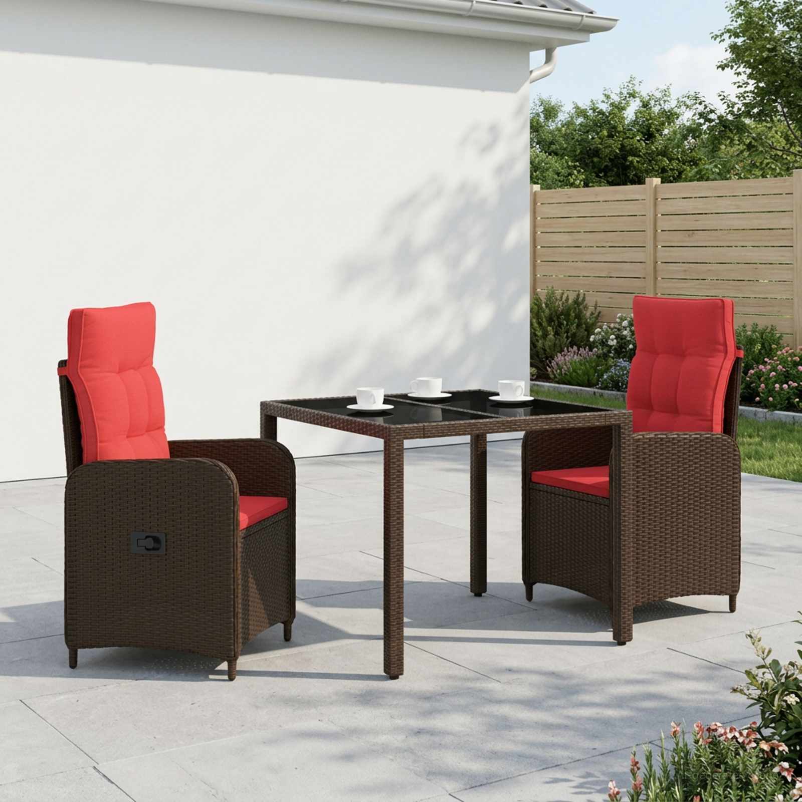 Buiten eettafelset 3 pcs poly rattan – afbeelding 1