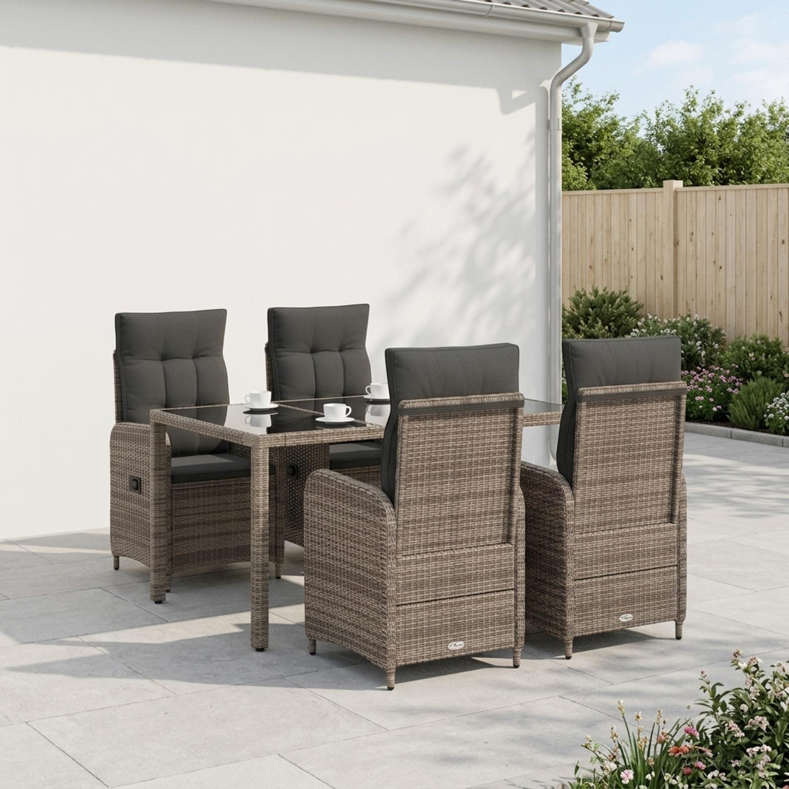 Buiten eettafelset 5 pcs Licht Grijs en Donker Grijs