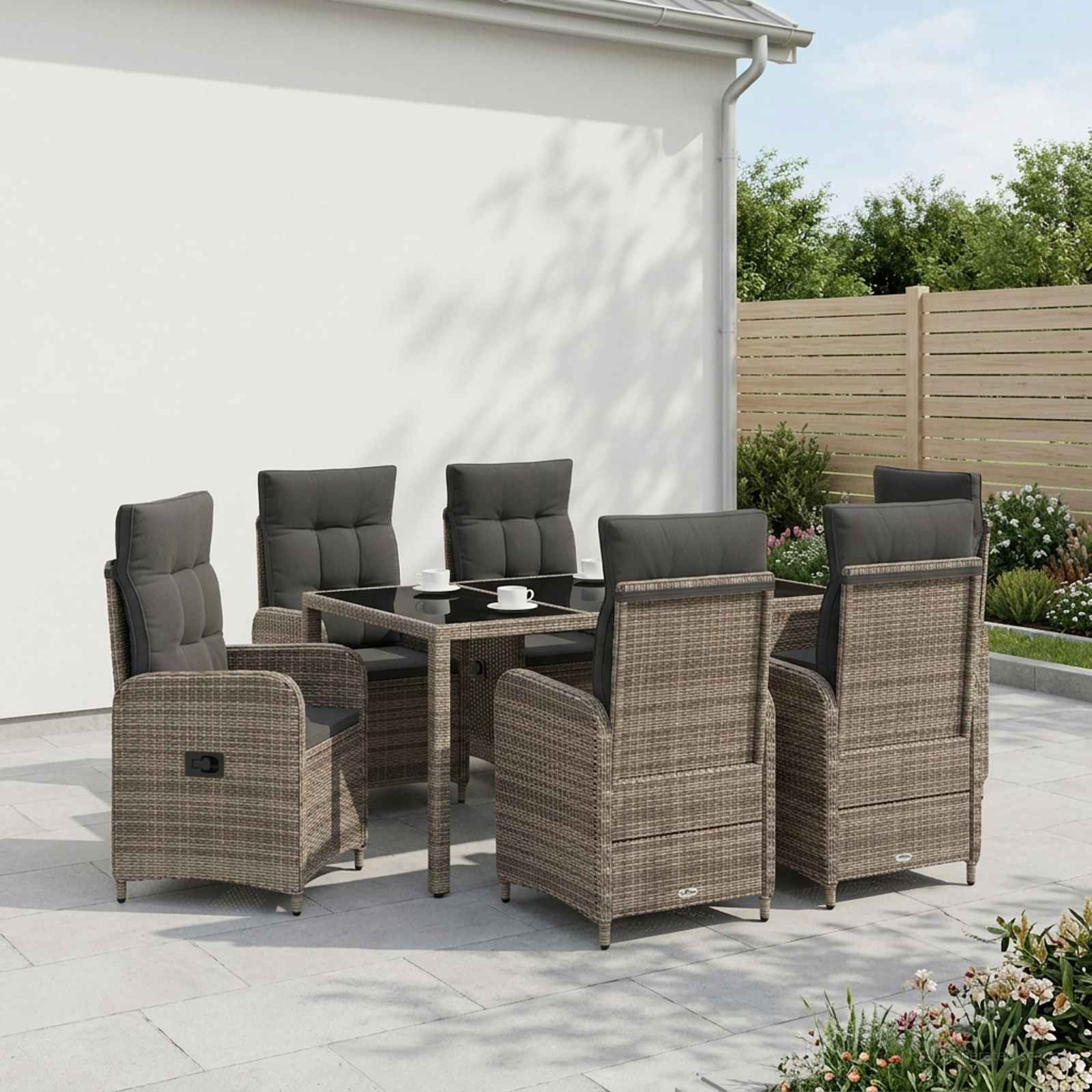 Buiten eettafelset 7 pcs Licht Grijs en Donker Grijs – afbeelding 1