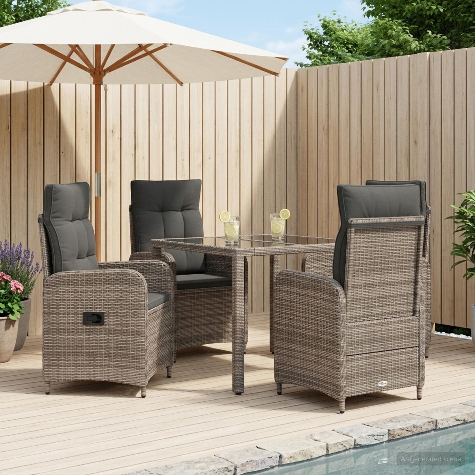 Buiten eettafelset 5 pcs Licht Grijs en Donker Grijs – afbeelding 1