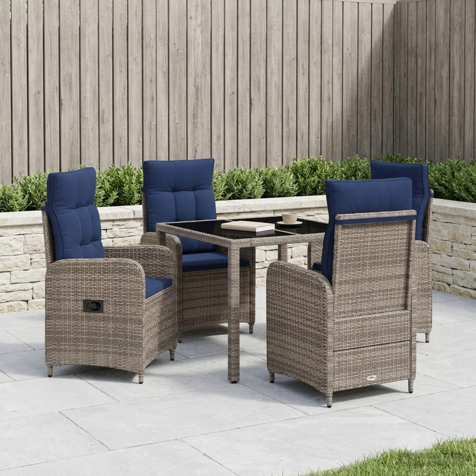 Buiten eettafelset 5 pcs poly rattan – afbeelding 1