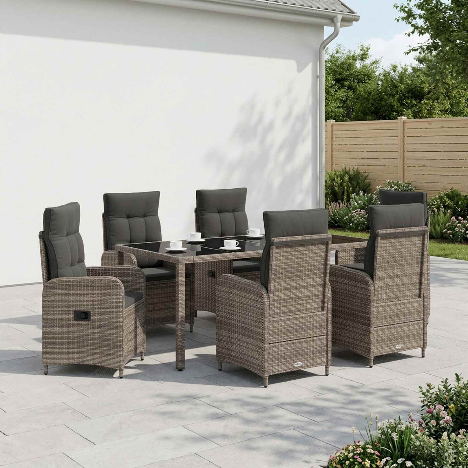 Buiten eettafelset 7 pcs Licht Grijs en Donker Grijs – afbeelding 1