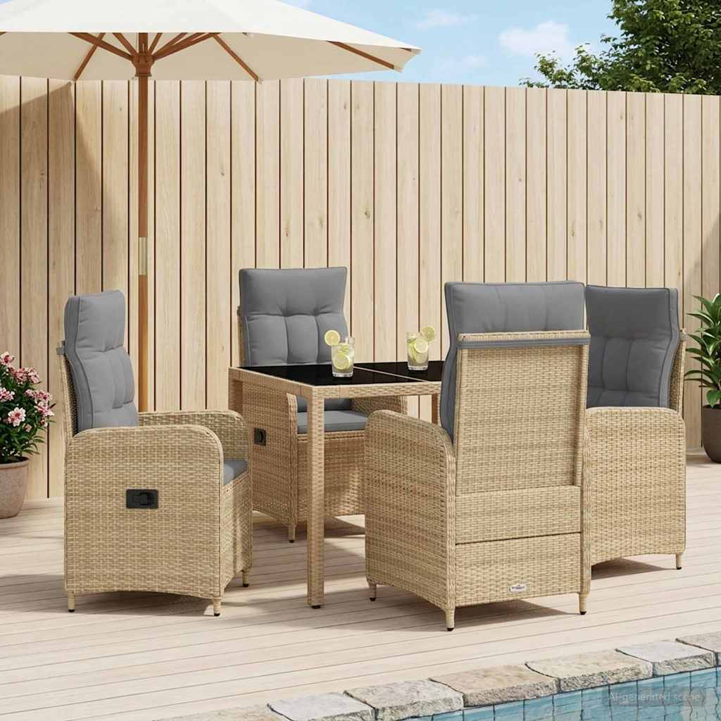 Buiten eettafelset 5 pcs Beige en Licht Grijs 90 x 90 x 75 cm – afbeelding 1