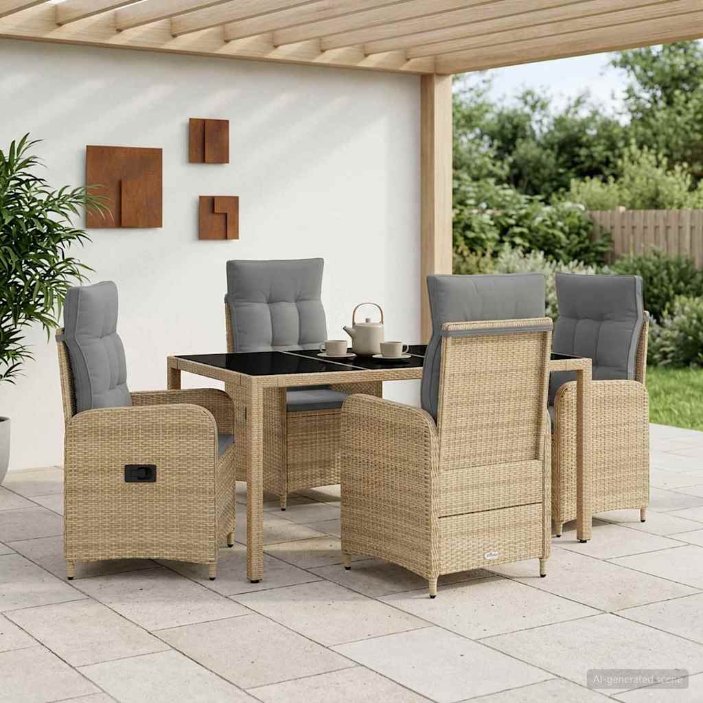Buiten eettafelset 5 pcs Beige en Licht Grijs 150 x 90 x 75 cm