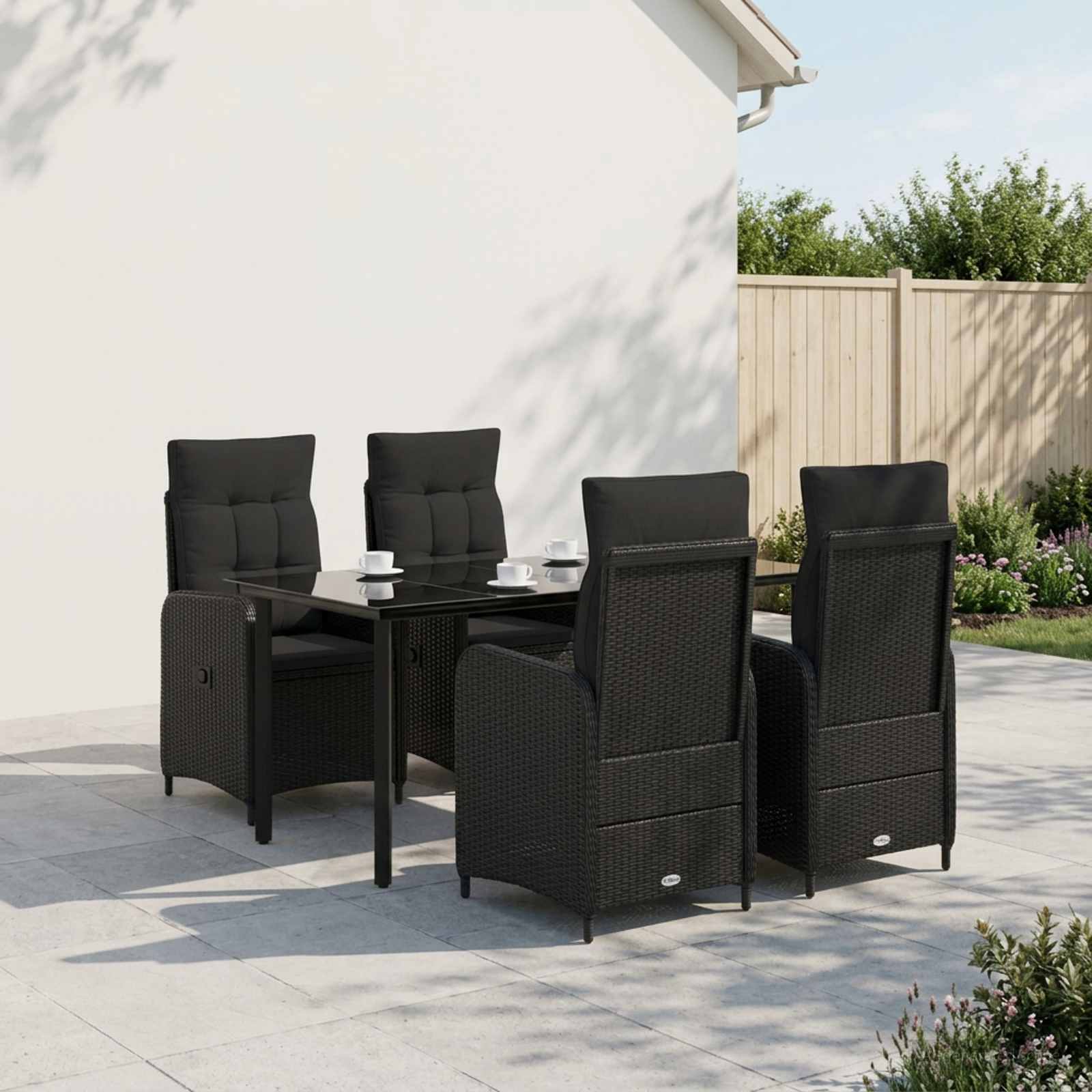 Bank tafel set 5 pcs PE Rattan en Poeder-Coated Staal – afbeelding 1