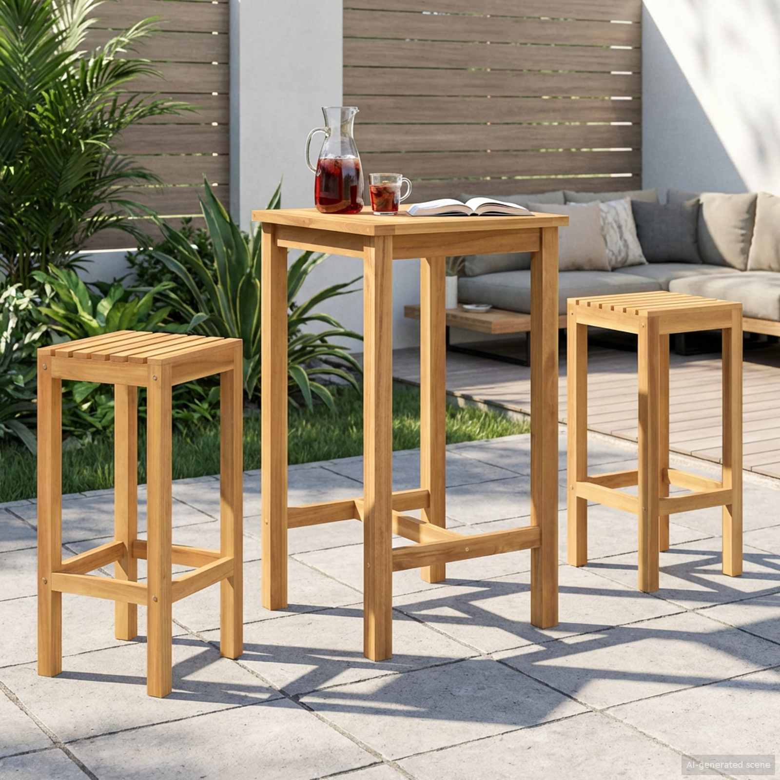 Buitenbarset 3 pcs Onbehandeld Massief Teakhout