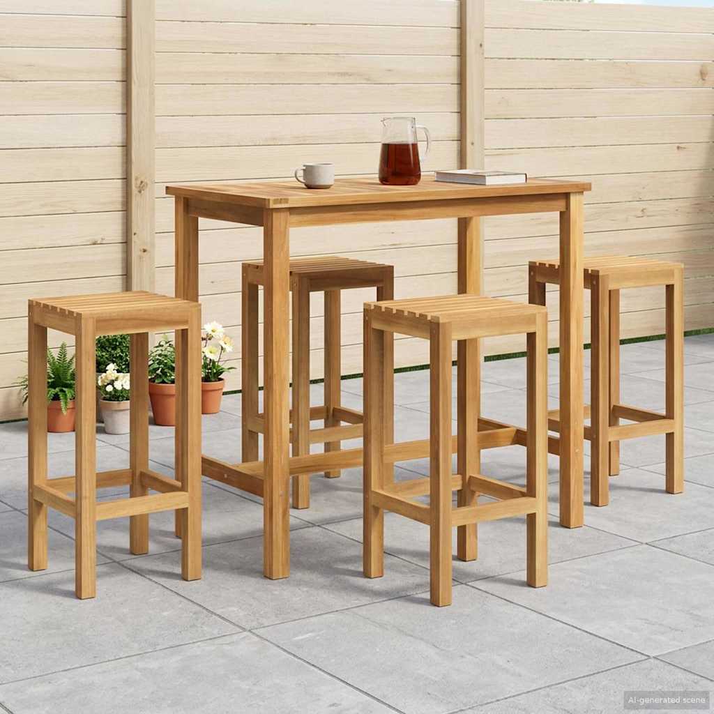 Buitenbarset 5 pcs Onbehandeld Massief Teakhout