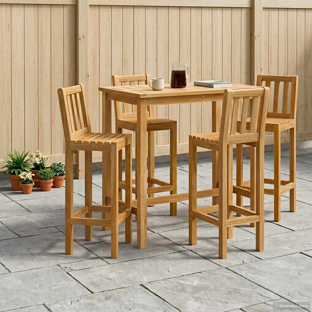 Buitenbarset 5 pcs Onbehandeld Massief Teakhout – afbeelding 1