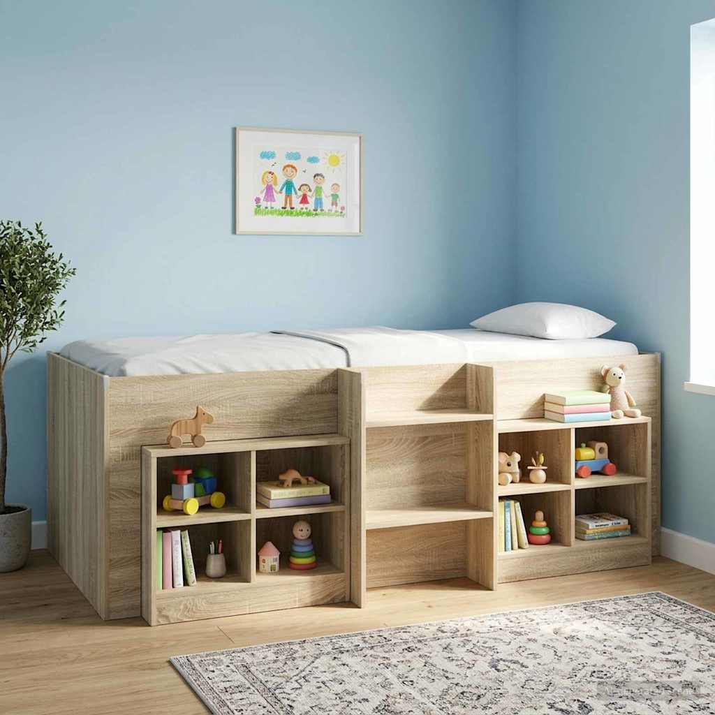 Kinder Hoogslaper Sonoma Eiken 80 x 200 cm Bewerkt hout – afbeelding 1