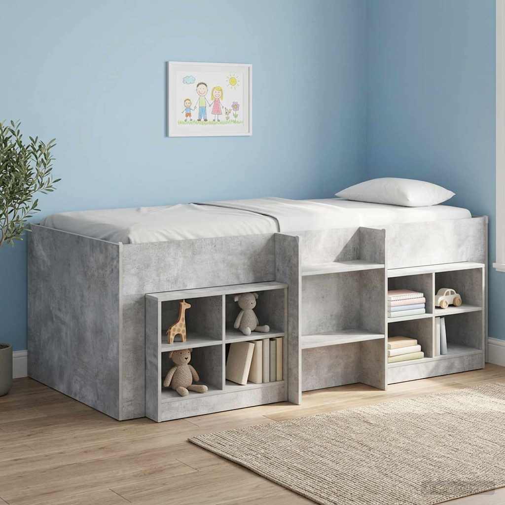 Kinder Hoogslaper Betongrijs 80 x 200 cm Bewerkt hout – afbeelding 1