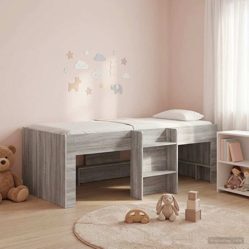 Kinder Hoogslaper Grijs Sonoma 80 x 200 cm Bewerkt hout – afbeelding 1