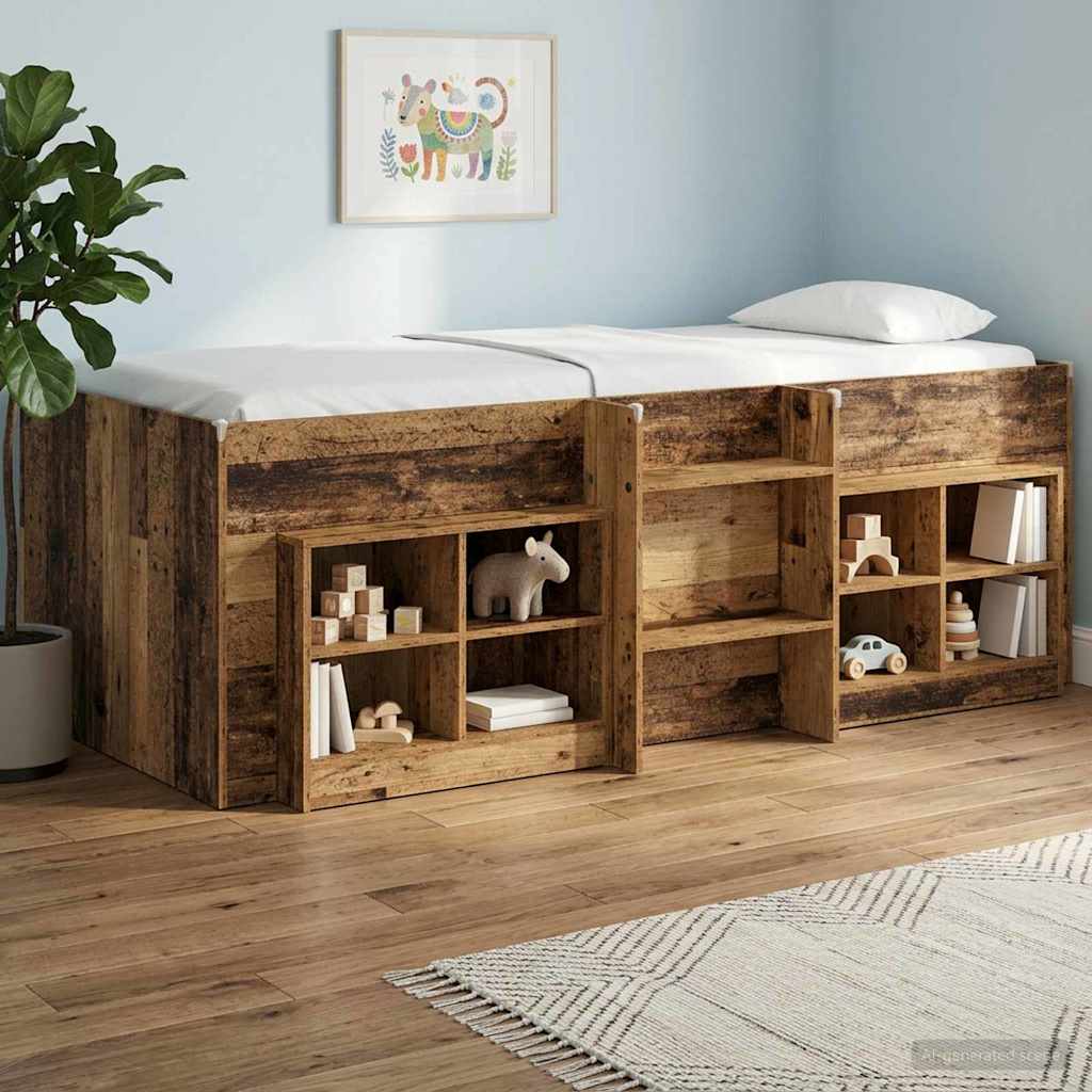 Kinder Hoogslaper Oud hout 80 x 200 cm Bewerkt hout – afbeelding 1