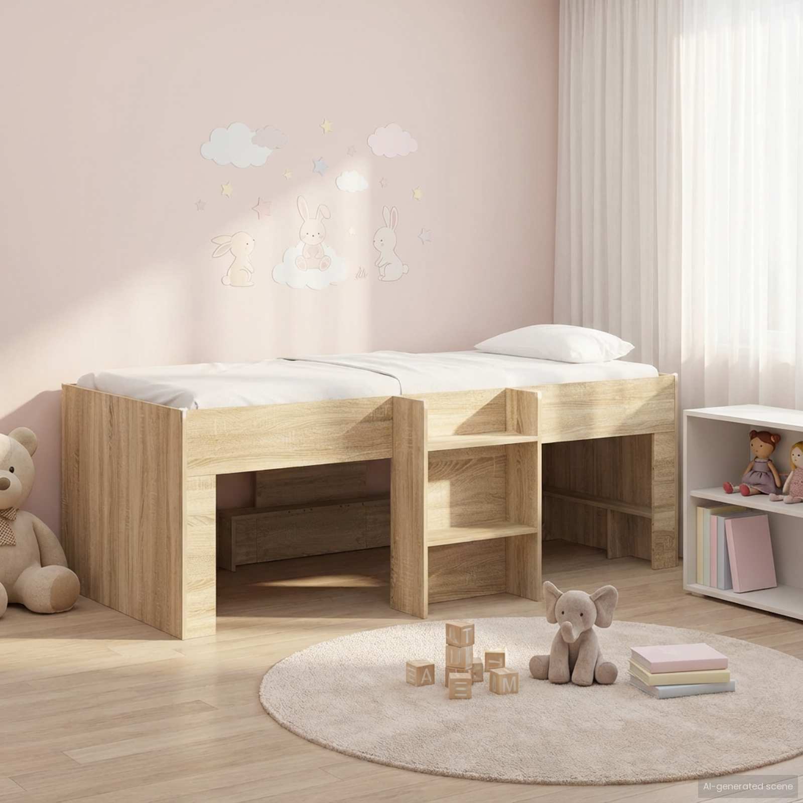 Kinder Hoogslaper 2 pcs Sonoma Eiken 90 x 200 cm Bewerkt hout – afbeelding 1