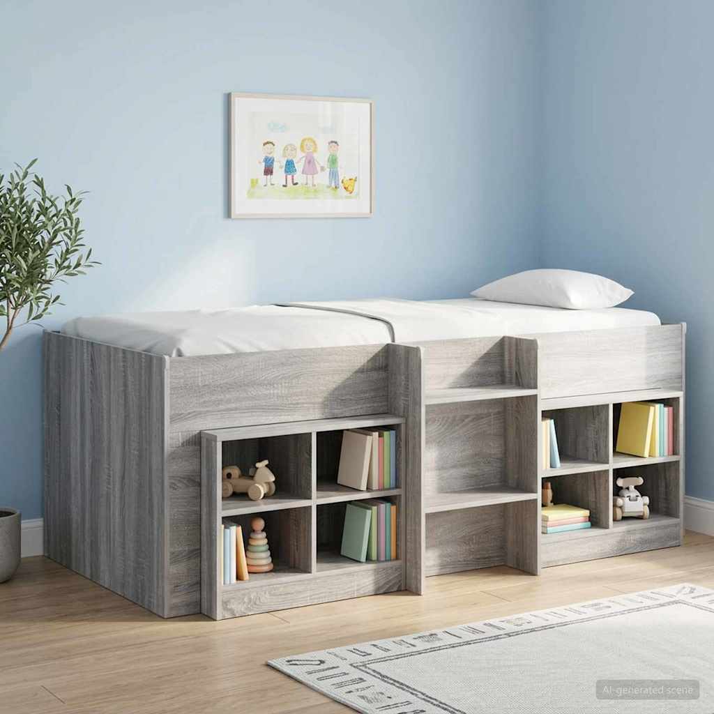 Kinder Hoogslaper Grijs Sonoma 90 x 200 cm Bewerkt hout – afbeelding 1