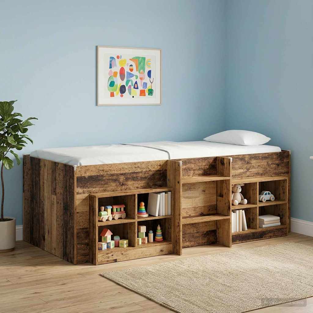 Kinder Hoogslaper Oud hout 90 x 200 cm Bewerkt hout – afbeelding 1