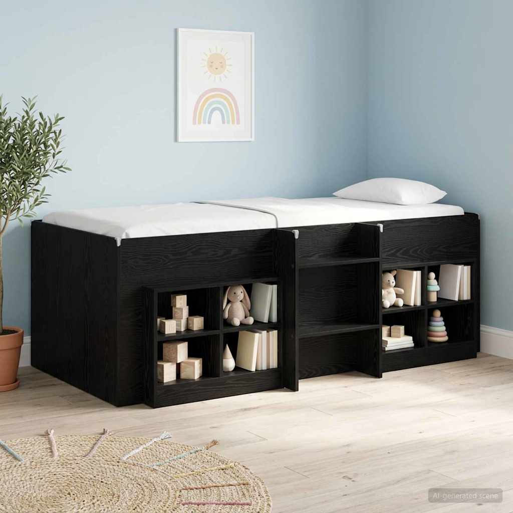 Kinder Hoogslaper Zwart eiken 98.5 x 200 cm Bewerkt hout – afbeelding 1