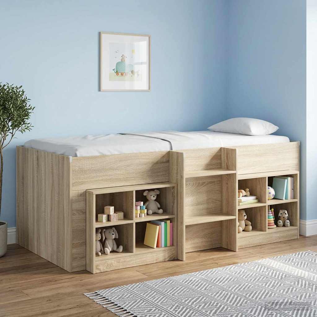 Kinder Hoogslaper Sonoma Eiken 98.5 x 200 cm Bewerkt hout – afbeelding 1