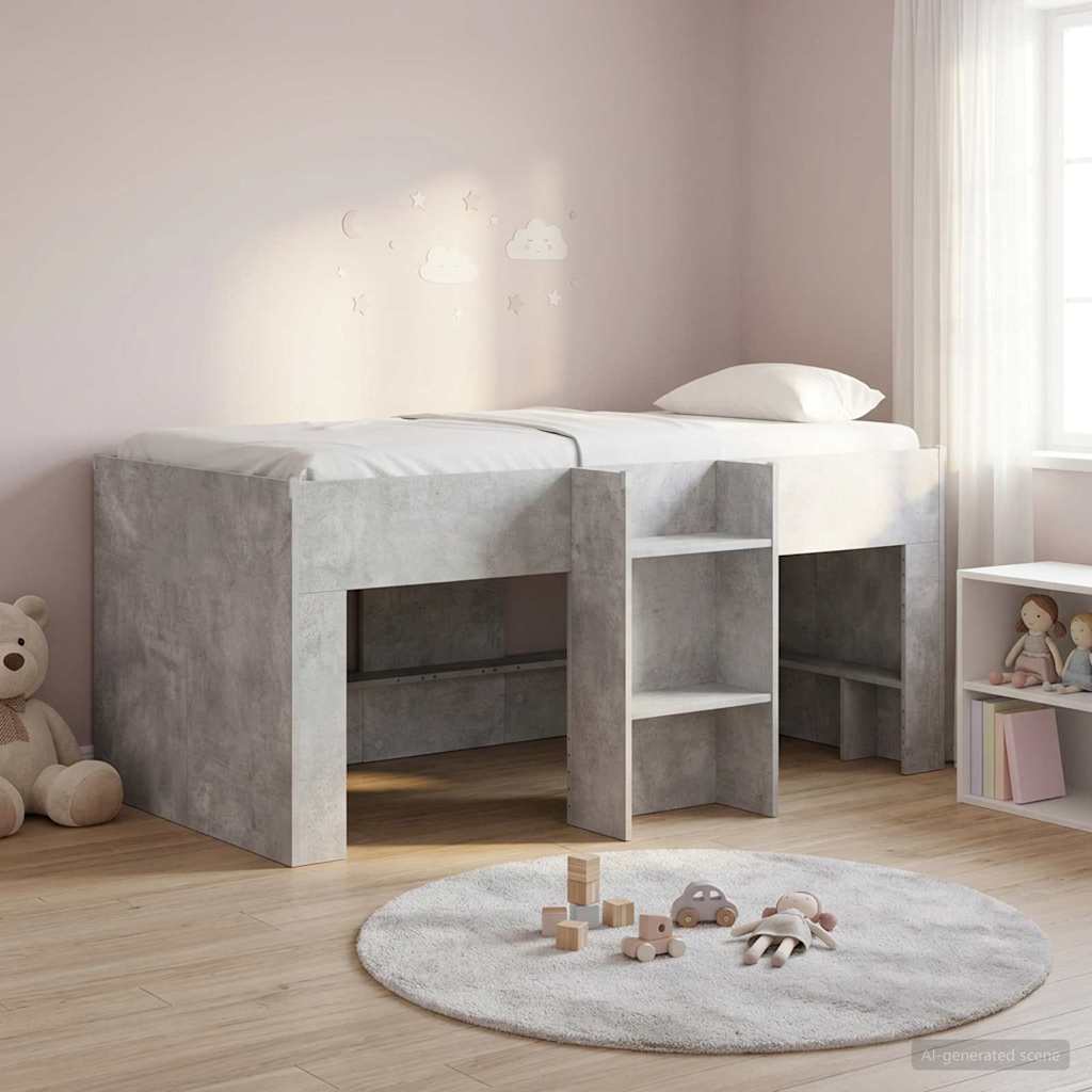Kinder Hoogslaper Betongrijs 80 x 160 cm Bewerkt hout – afbeelding 1