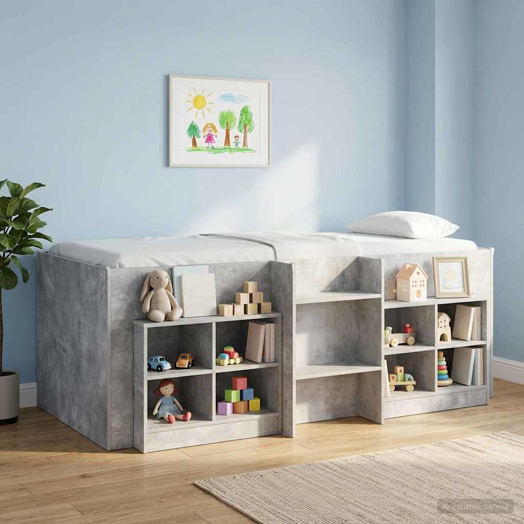 Kinder Hoogslaper Betongrijs 90 x 190 cm Bewerkt hout – afbeelding 1