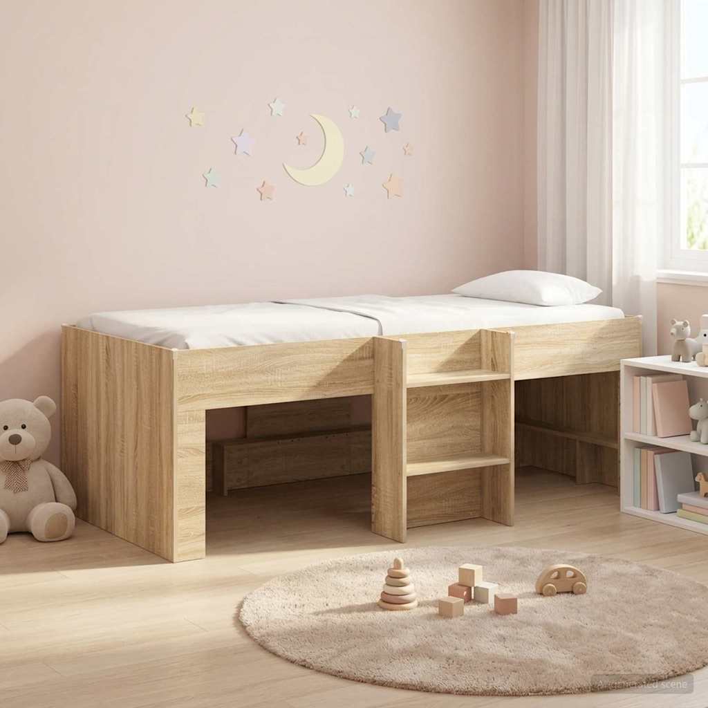 Kinder Hoogslaper Sonoma Eiken 75 x 190 cm Bewerkt hout – afbeelding 1