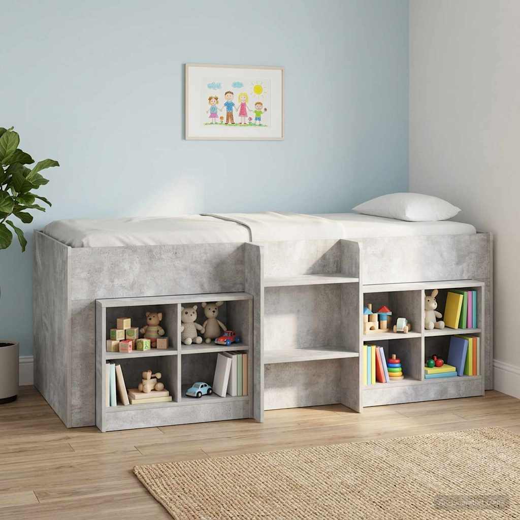 Kinder Hoogslaper Betongrijs 75 x 190 cm Bewerkt hout – afbeelding 1
