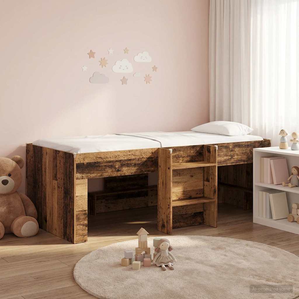 Kinder Hoogslaper Oud hout 75 x 190 cm Bewerkt hout – afbeelding 1