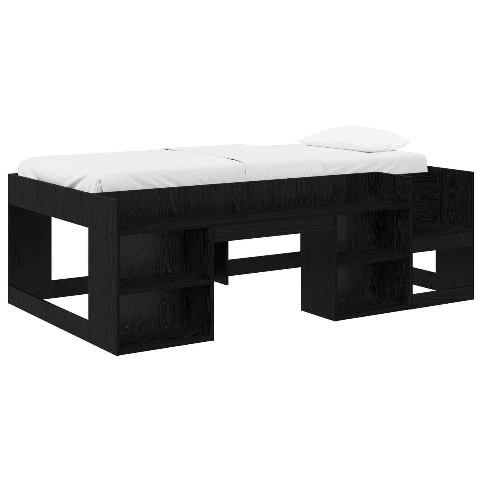 Jeugd bedframe met opbergruimte Zwart eiken 80 x 200 cm – afbeelding 2