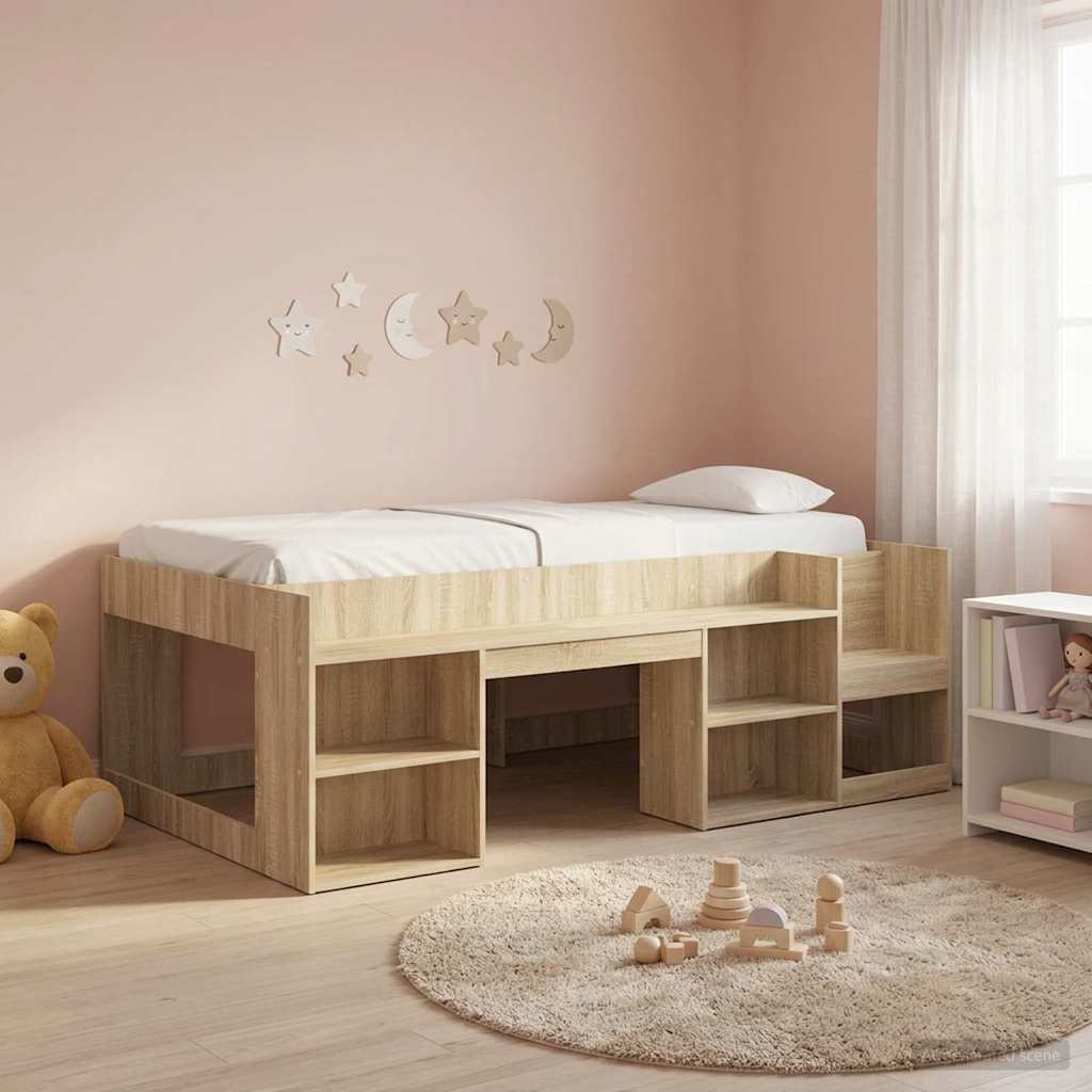Jeugd bedframe met opbergruimte Sonoma Eiken 80 x 200 cm – afbeelding 1