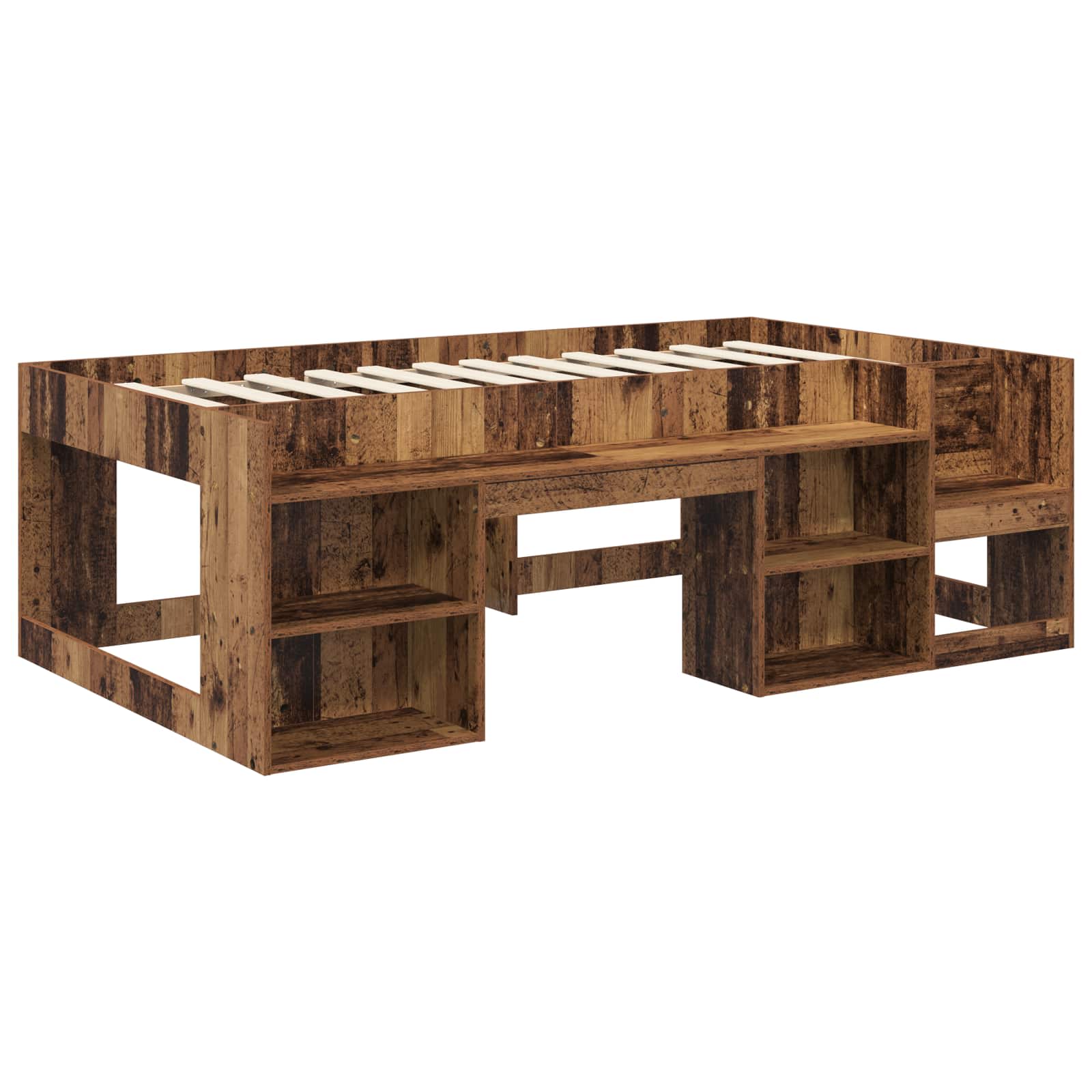 Jeugd bedframe met opbergruimte Oud hout 80 x 200 cm – afbeelding 3