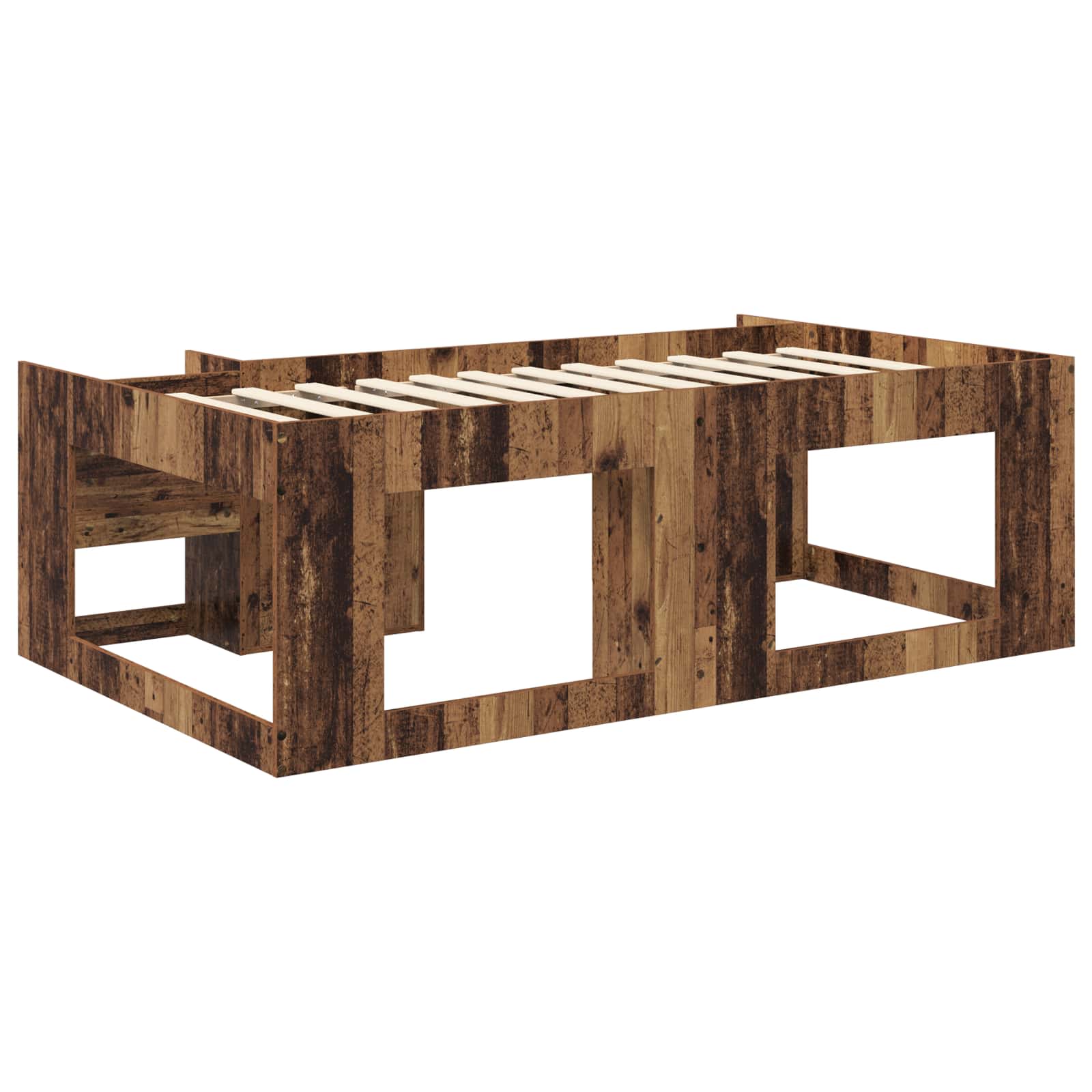Jeugd bedframe met opbergruimte Oud hout 80 x 200 cm – afbeelding 5