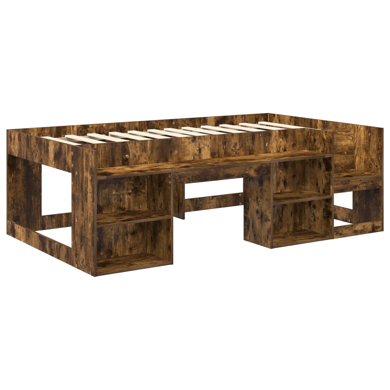 Jeugd bedframe met opbergruimte Gerookt eiken 90 x 200 cm – afbeelding 3