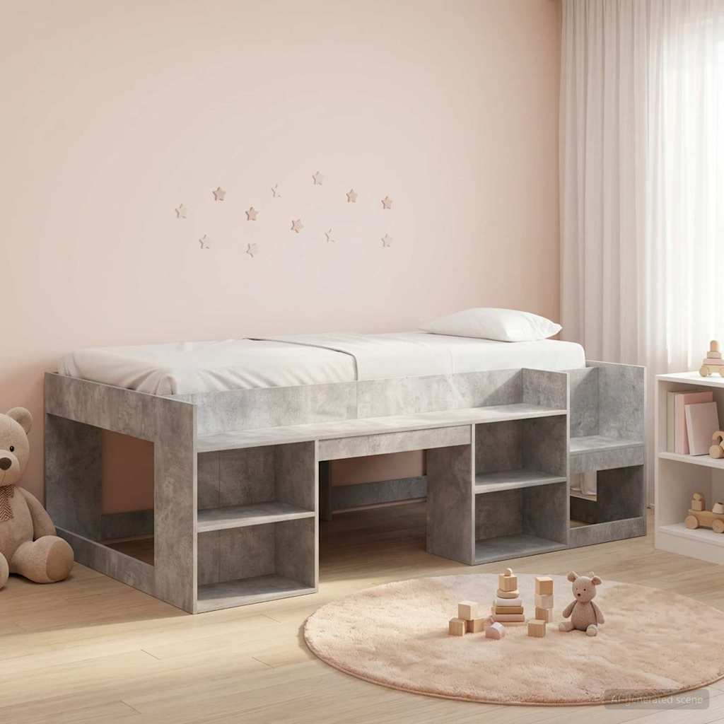 Jeugd bedframe met opbergruimte Betongrijs 98.5 x 200 cm – afbeelding 1