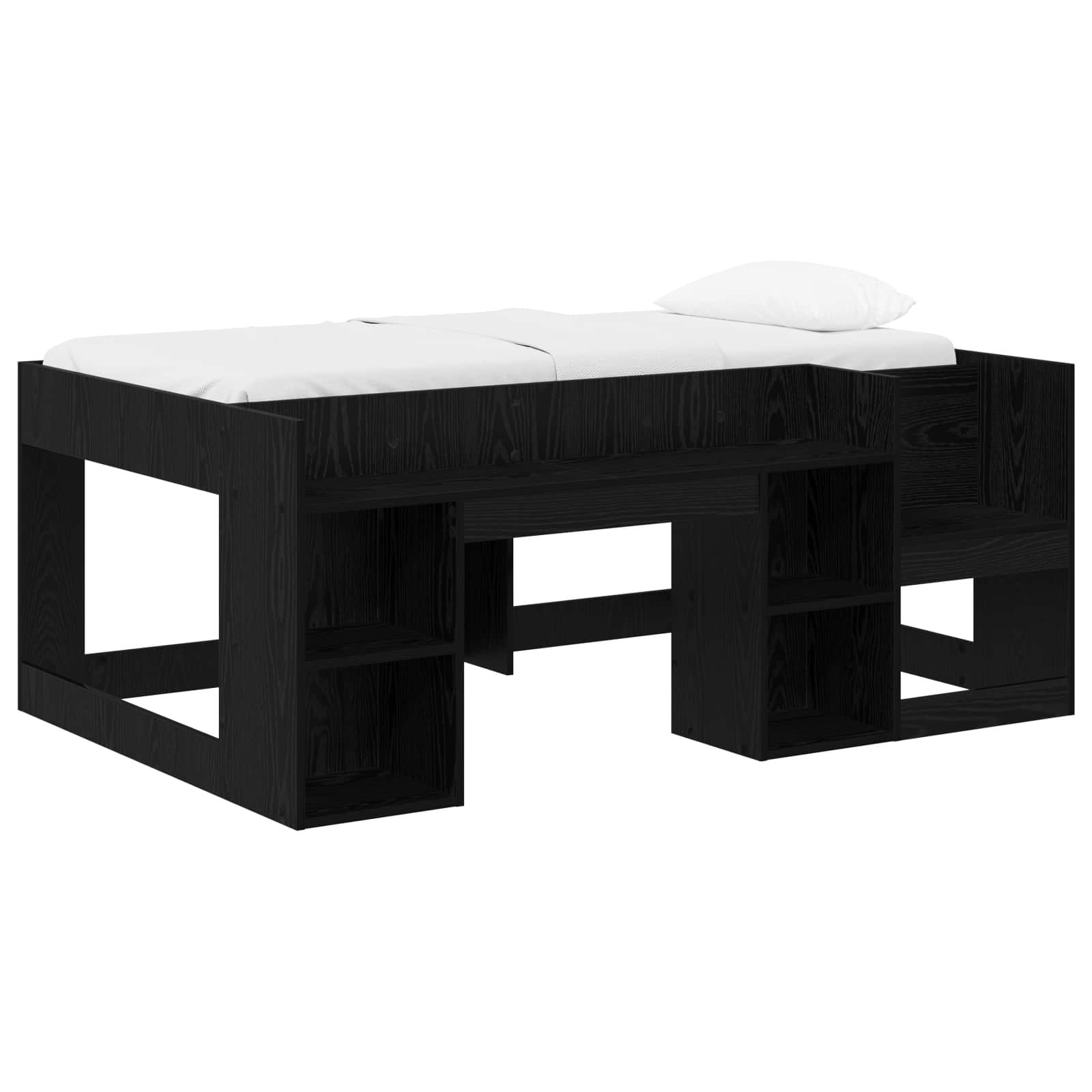 Jeugd bedframe met opbergruimte Zwart eiken 80 x 160 cm – afbeelding 2