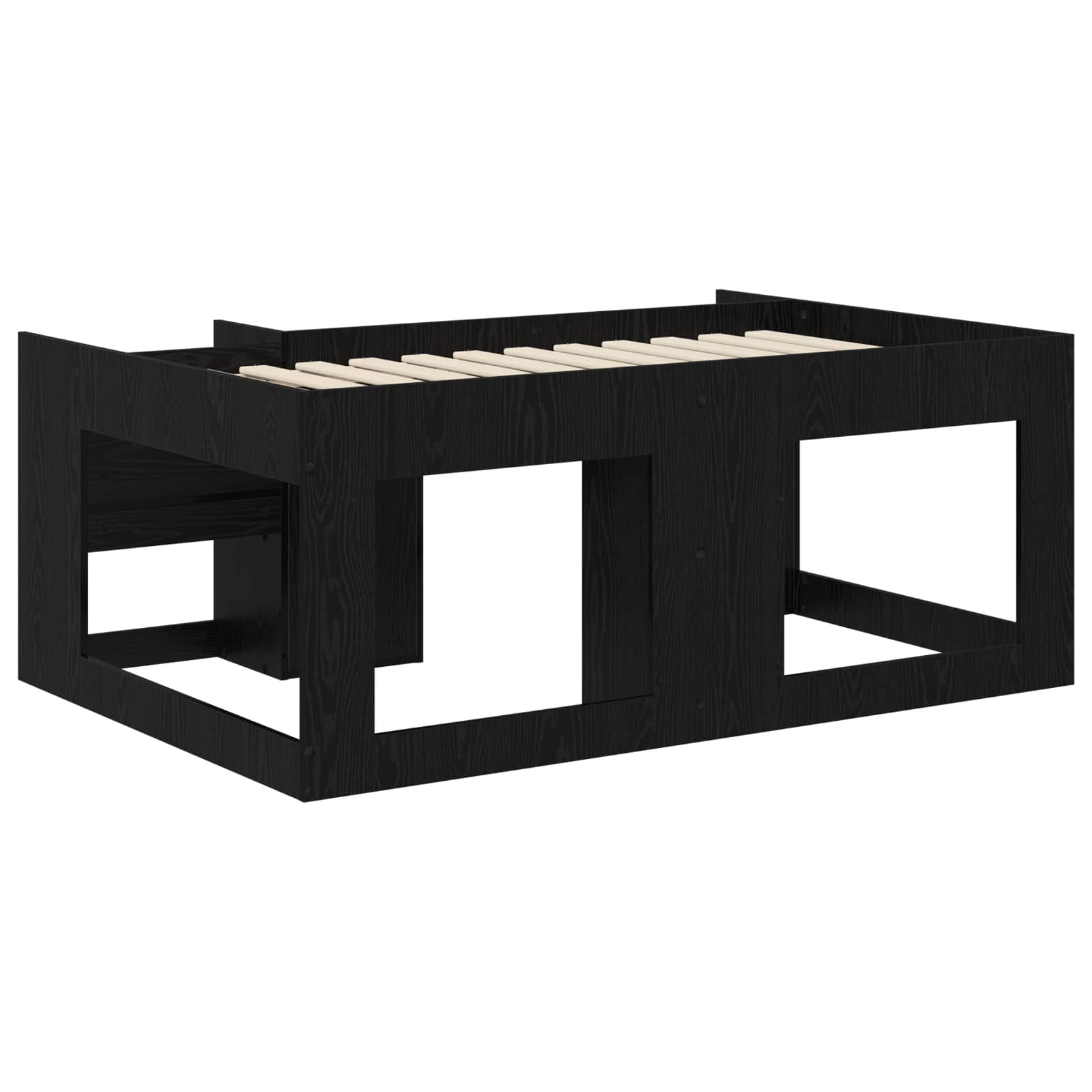 Jeugd bedframe met opbergruimte Zwart eiken 80 x 160 cm – afbeelding 5