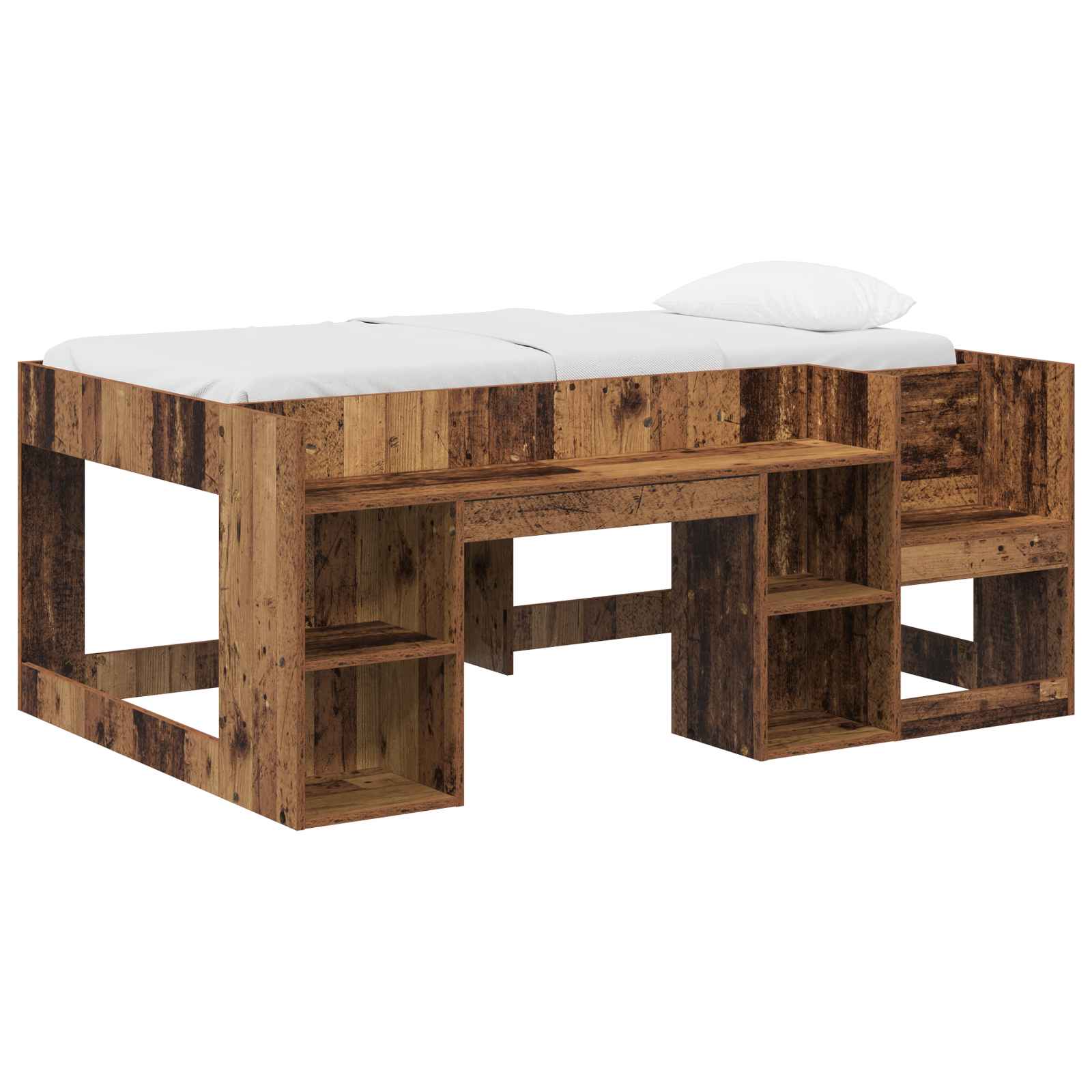 Jeugd bedframe met opbergruimte Oud hout 80 x 160 cm – afbeelding 2