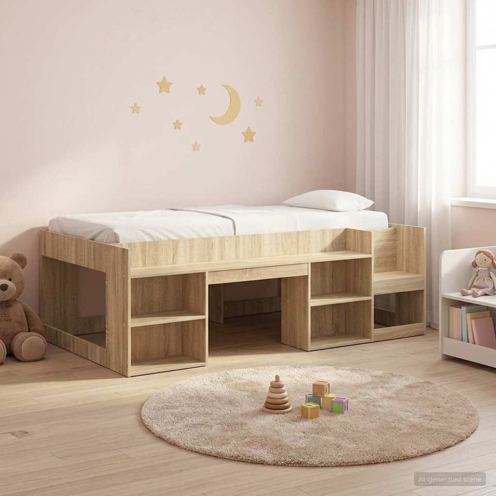 Jeugd bedframe met opbergruimte Sonoma Eiken 90 x 190 cm – afbeelding 1