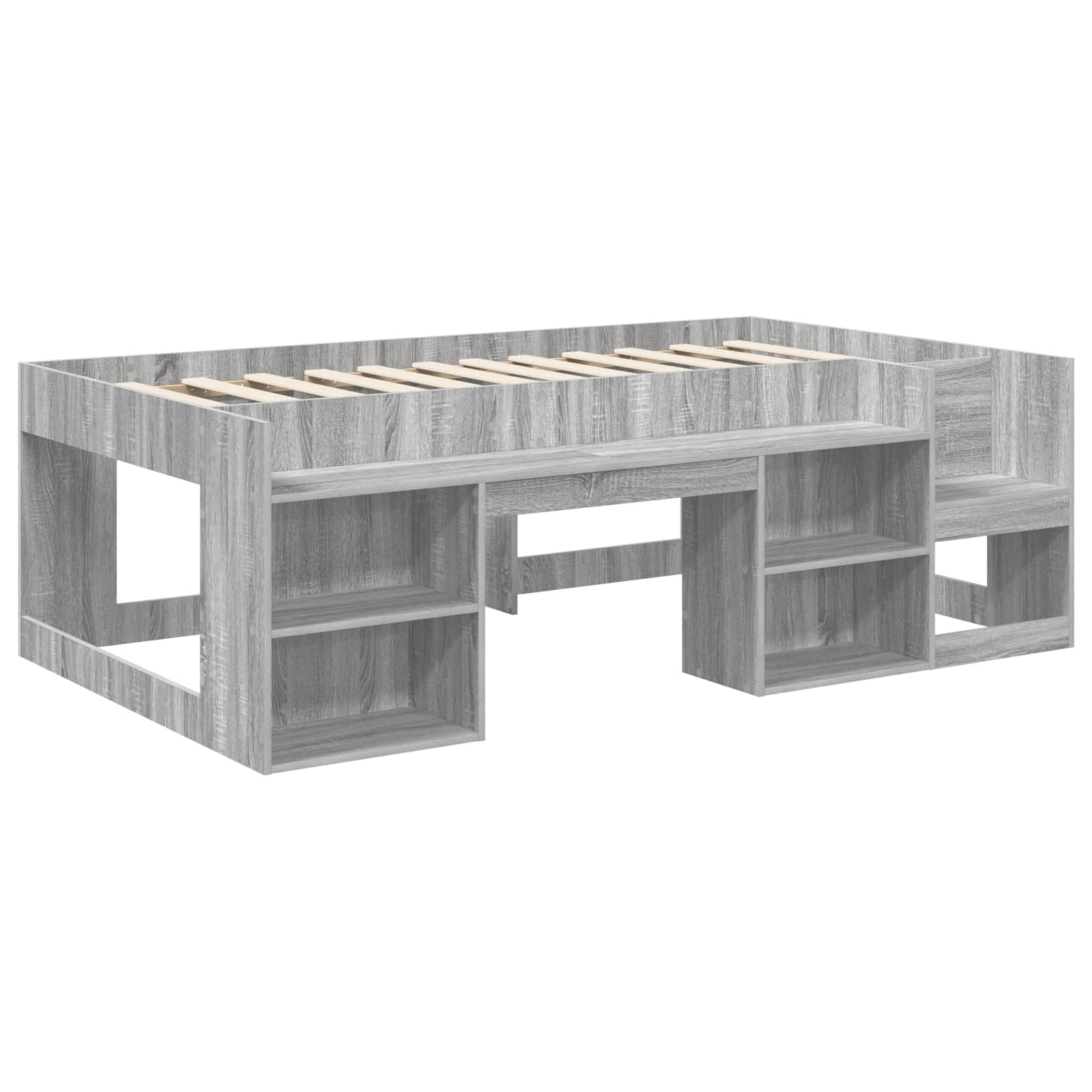Jeugd bedframe met opbergruimte Grijs Sonoma 75 x 190 cm – afbeelding 3