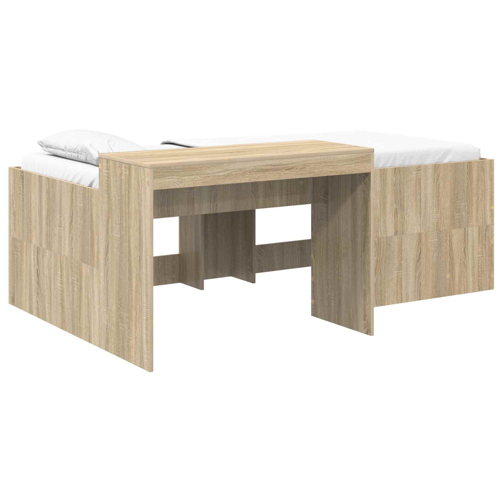 Hoge Bed Frame met Bureau voor Kinderen Sonoma Eiken – afbeelding 2