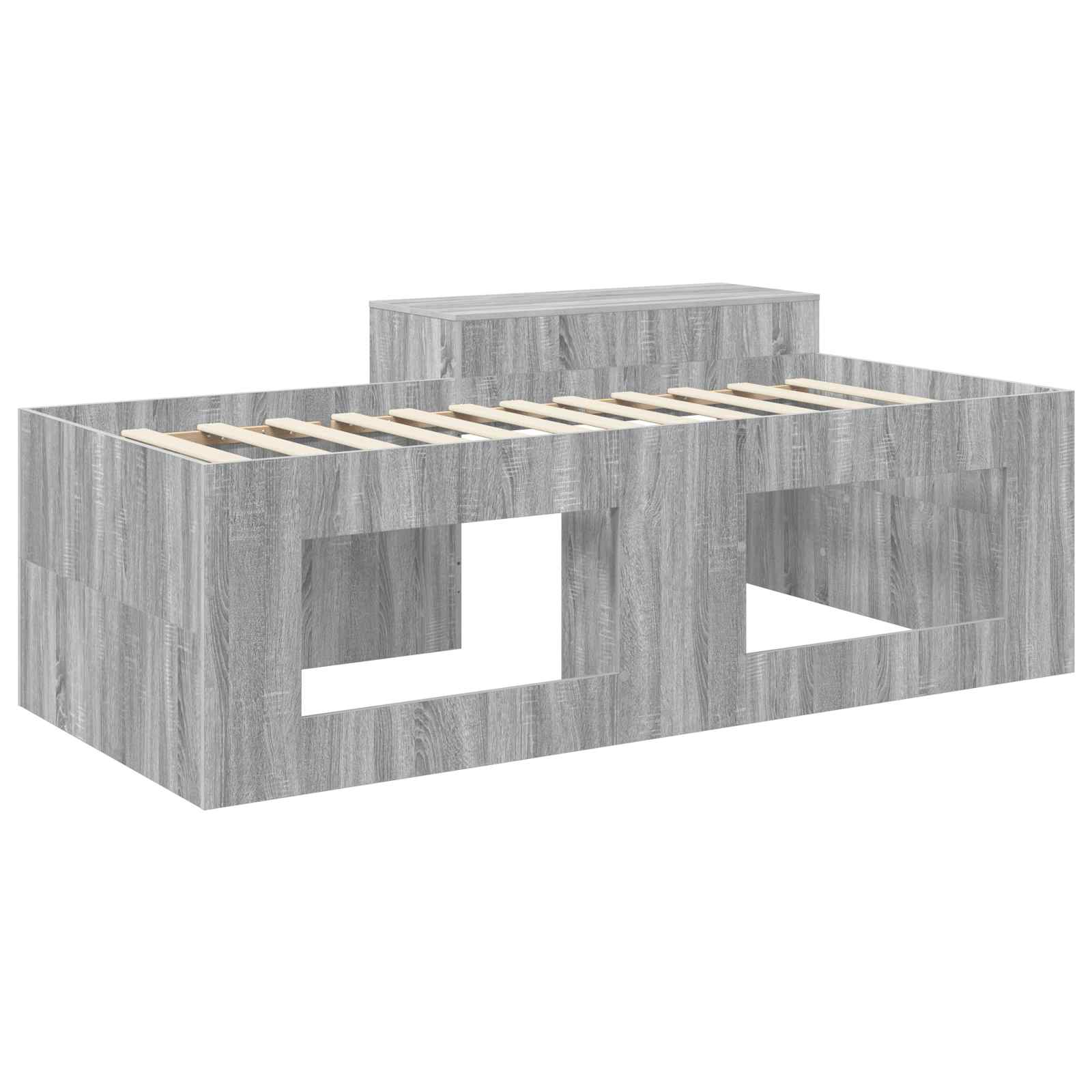 Hoge Bed Frame met Bureau voor Kinderen Grijs Sonoma – afbeelding 5