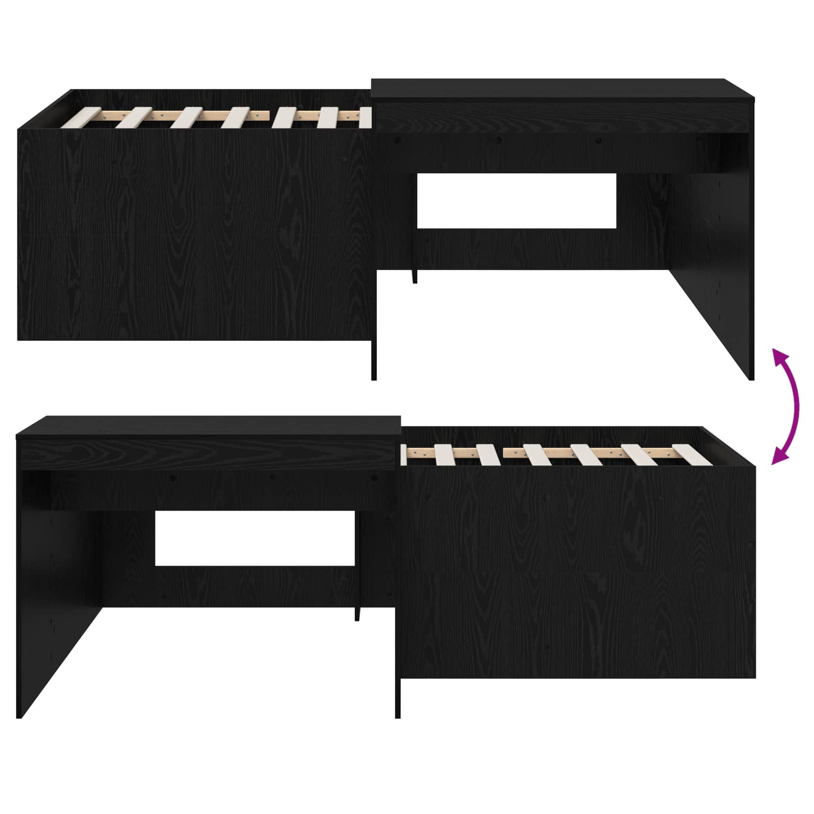Hoge Bed Frame met Bureau voor Kinderen Zwart 90 x 200 cm – afbeelding 8