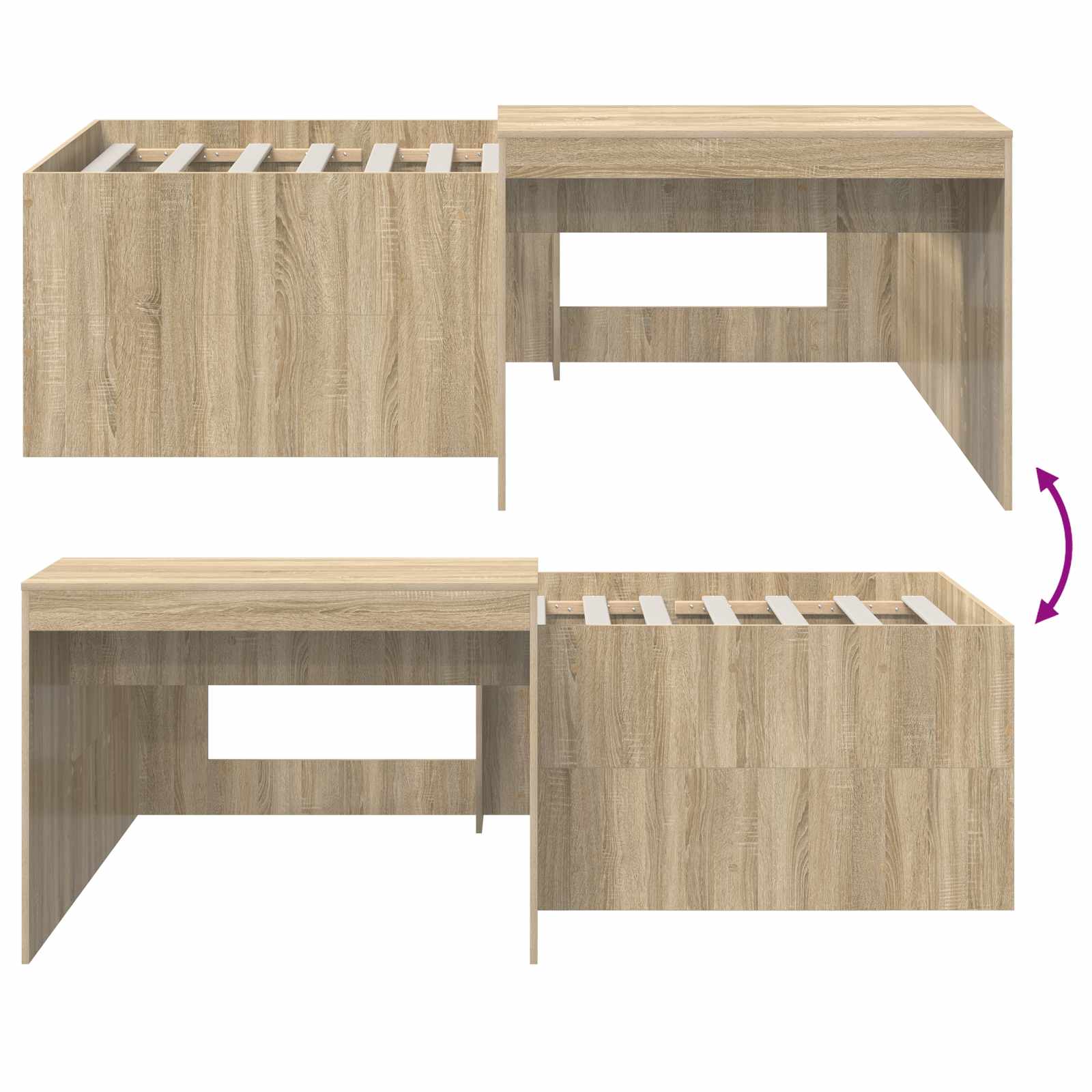 Hoge Bed Frame met Bureau voor Kinderen Sonoma Eiken – afbeelding 8