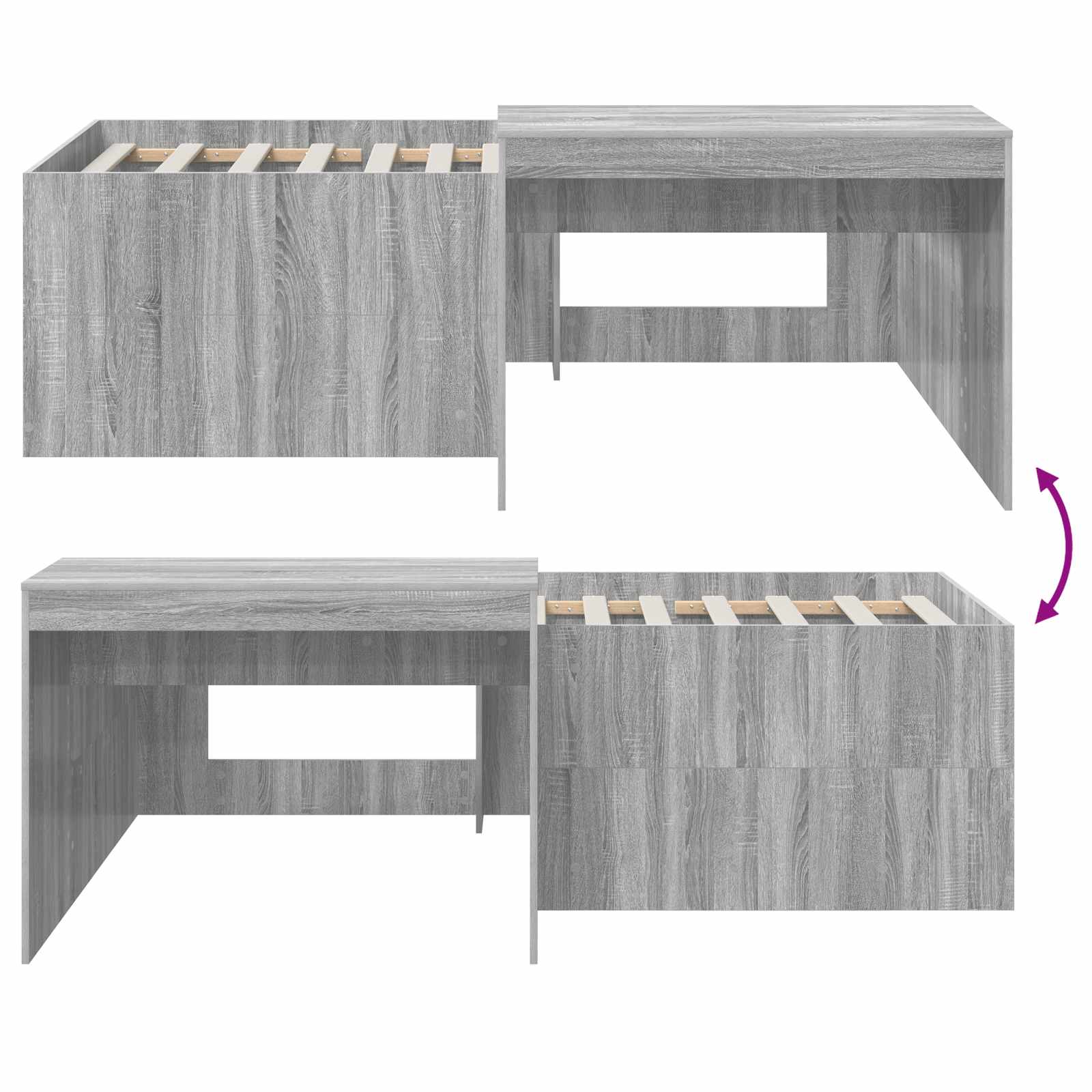 Hoge Bed Frame met Bureau voor Kinderen Grijs Sonoma – afbeelding 8