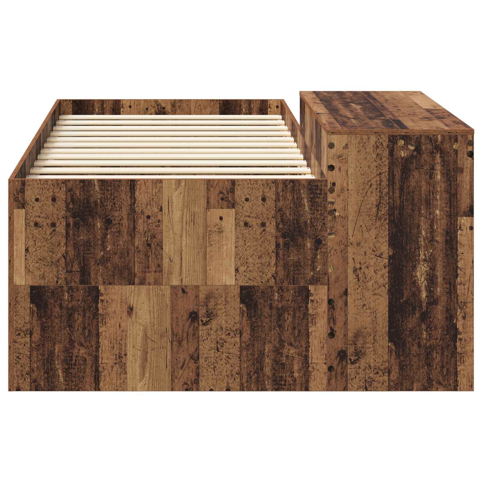 Hoge Bed Frame met Bureau voor Kinderen Oud hout 90 x 200 cm – afbeelding 4