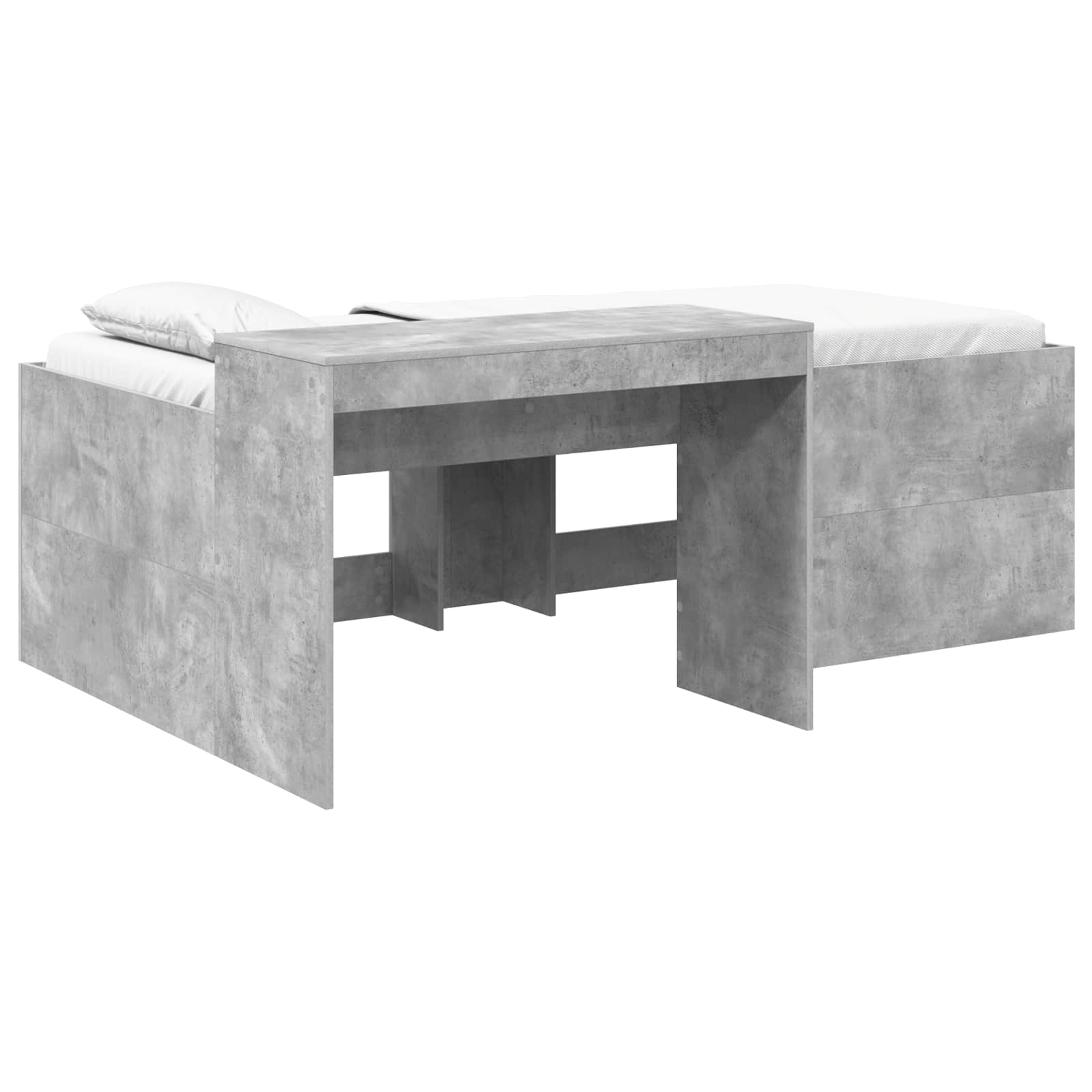 Hoge Bed Frame met Bureau voor Kinderen Betongrijs Bewerkt hout – afbeelding 2