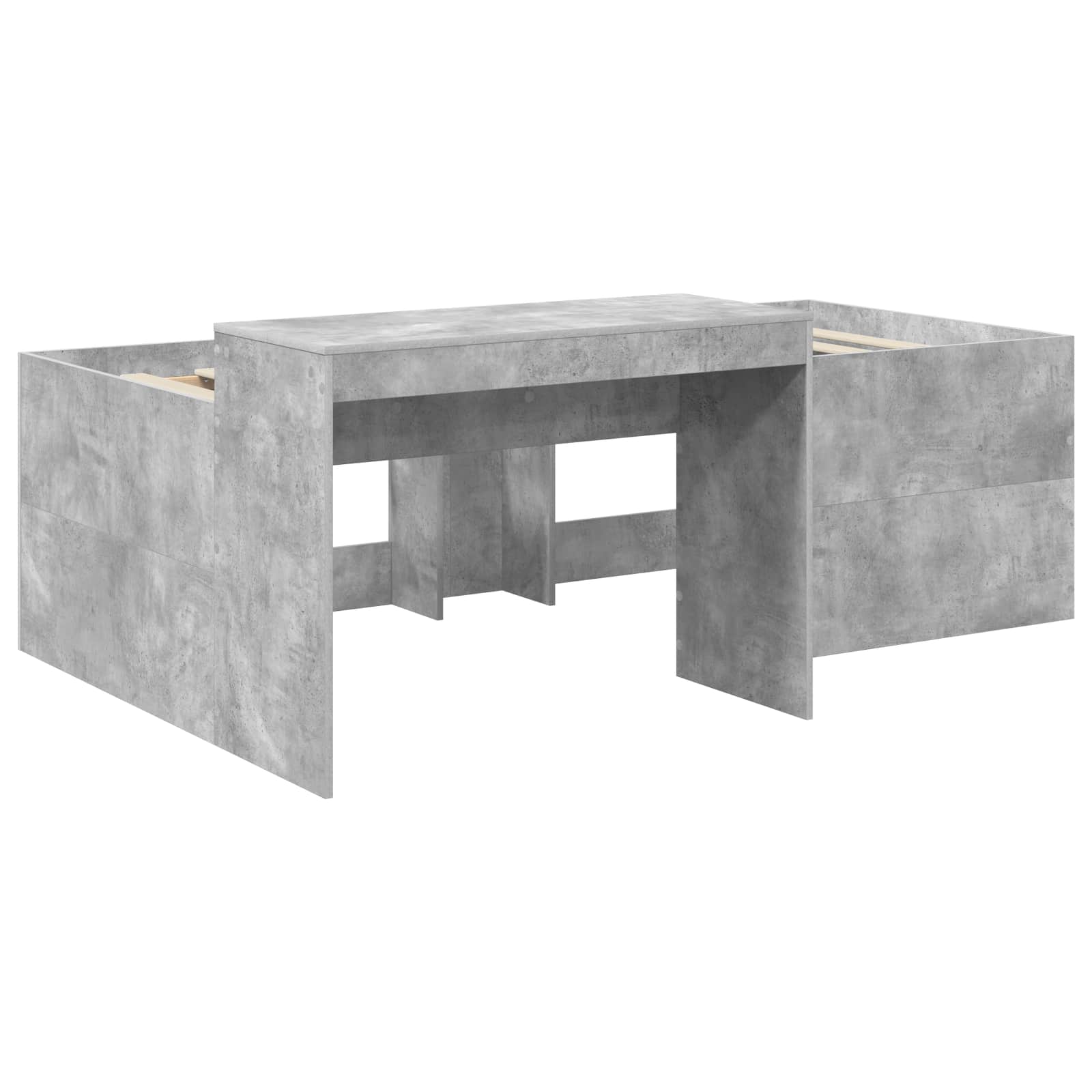 Hoge Bed Frame met Bureau voor Kinderen Betongrijs Bewerkt hout – afbeelding 3