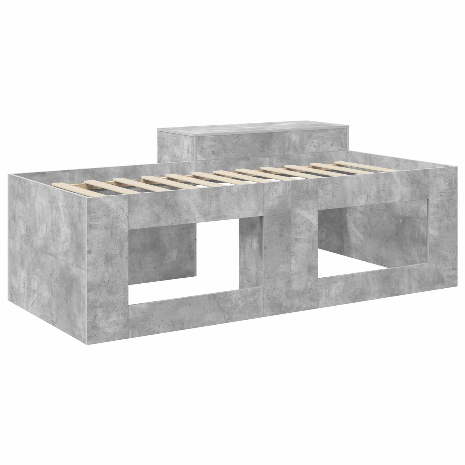 Hoge Bed Frame met Bureau voor Kinderen Betongrijs Bewerkt hout – afbeelding 5