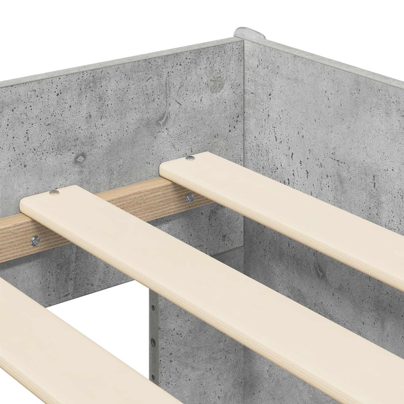 Hoge Bed Frame met Bureau voor Kinderen Betongrijs Bewerkt hout – afbeelding 6