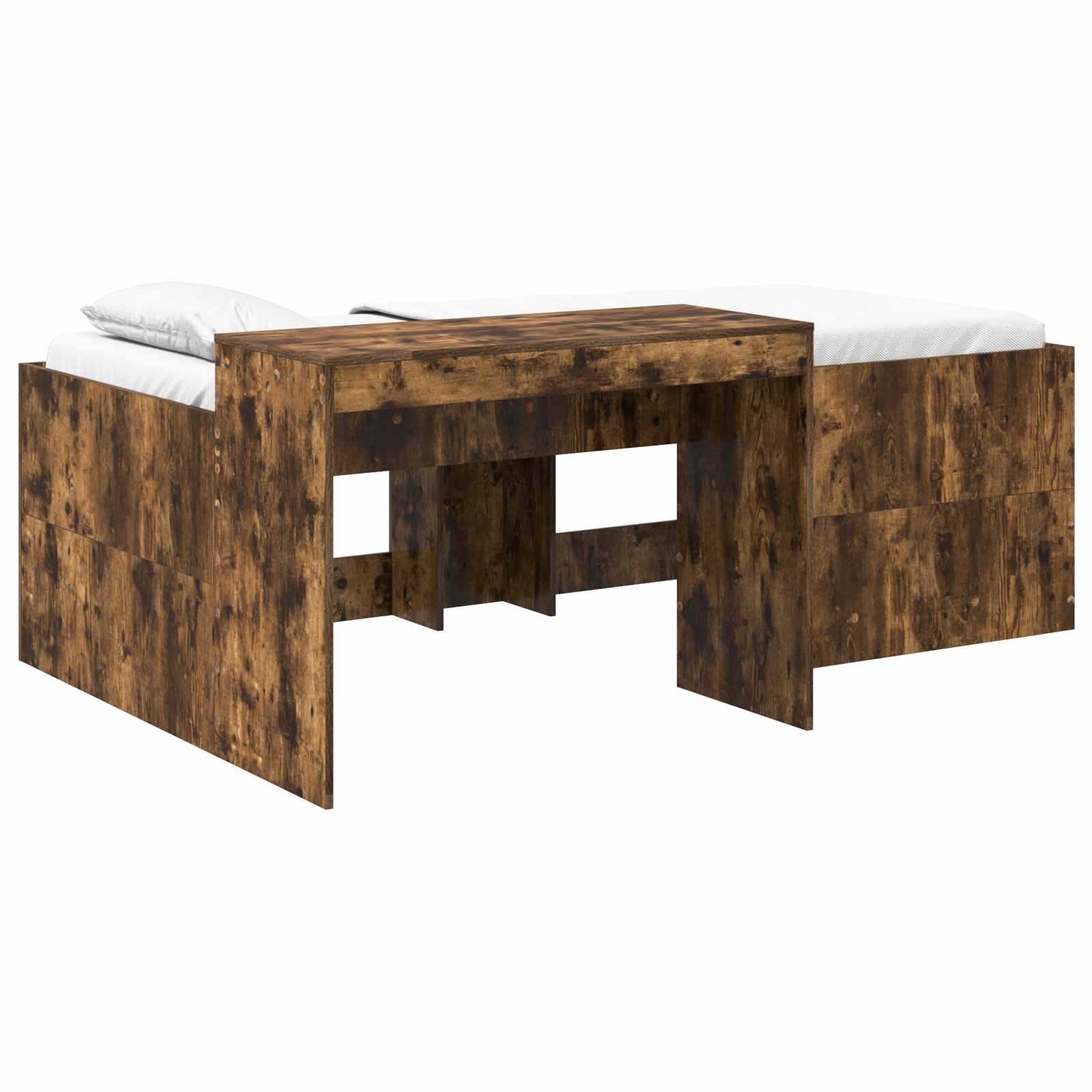 Hoge Bed Frame met Bureau voor Kinderen Gerookt eiken – afbeelding 2