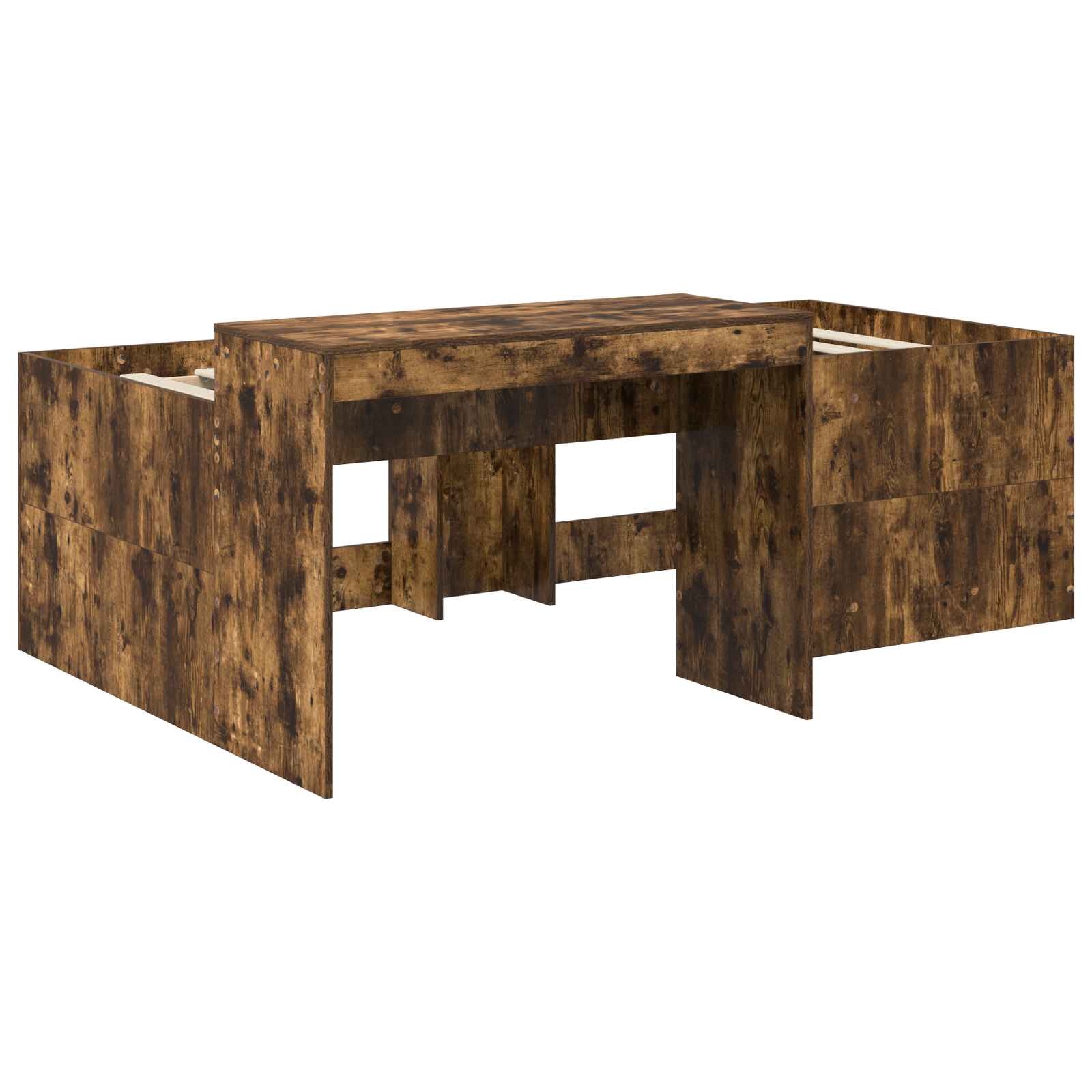 Hoge Bed Frame met Bureau voor Kinderen Gerookt eiken – afbeelding 3