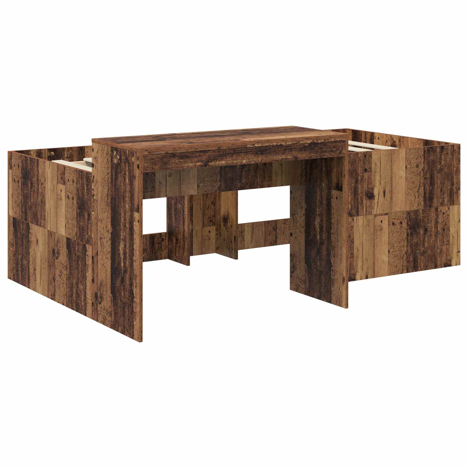 Hoge Bed Frame met Bureau voor Kinderen Oud hout 98.5 x 200 cm – afbeelding 3